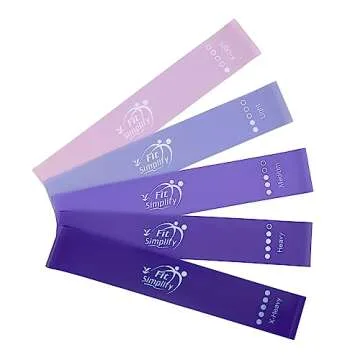 Fit Simplify Resistance Loop Exercise Bands with Instruction Guide and Carry Bag, Set of 5
