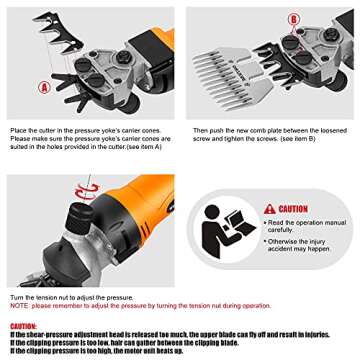 BEETRO 500W Electric Professional Sheep Shears, Animal Grooming Clippers for Sheep Alpacas Goats and More, 6 Speeds Heavy Duty Farm Livestock Haircut