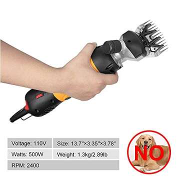 BEETRO 500W Electric Professional Sheep Shears, Animal Grooming Clippers for Sheep Alpacas Goats and More, 6 Speeds Heavy Duty Farm Livestock Haircut