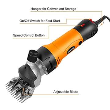 BEETRO 500W Electric Professional Sheep Shears, Animal Grooming Clippers for Sheep Alpacas Goats and More, 6 Speeds Heavy Duty Farm Livestock Haircut