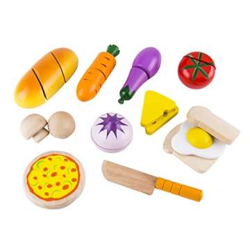 Hape Chef’s Choice Wooden Play Food Basics Set | Wooden Pretend Play Food Set for Kids, Basic Play Velcro Cooking Ingredients and Accessories Set