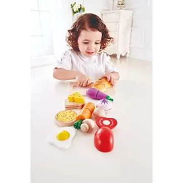 Hape Chef’s Choice Wooden Play Food Basics Set | Wooden Pretend Play Food Set for Kids, Basic Play Velcro Cooking Ingredients and Accessories Set