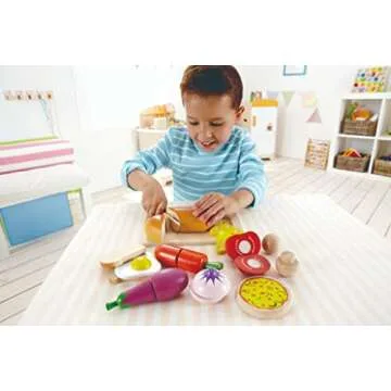Hape Chef’s Choice Wooden Play Food Basics Set | Wooden Pretend Play Food Set for Kids, Basic Play Velcro Cooking Ingredients and Accessories Set