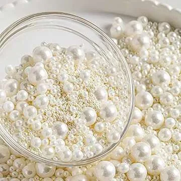 crystalyhj White Halloween Sprinkles-Christmas Desserts Sprinkles- Candy Pearl Sprinkles 130g/4.8oz Edible Cake Cupcake Topper Cookies Baby Shower Chirstmas Decorations Mix 5 Size (White)