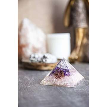 Charged Gemstone Large Orgone Pyramid – Certified Orgonite® Healing Crystals and Copper Rose Quar...