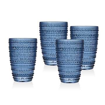 Godinger Highball Glasses Set - Stylish 13oz Blue Drinkware