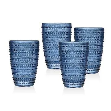 Godinger Highball Glasses Set - Stylish 13oz Blue Drinkware