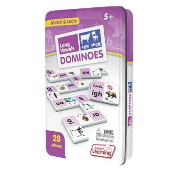 Junior Learning Long Vowel Dominoes Educational Action Games, Multi (JL495)