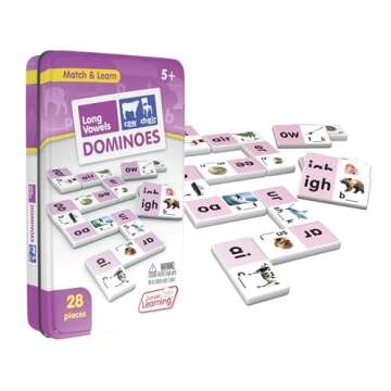 Junior Learning Long Vowel Dominoes Educational Action Games, Multi (JL495)