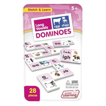 Junior Learning Long Vowel Dominoes Educational Action Games, Multi (JL495)