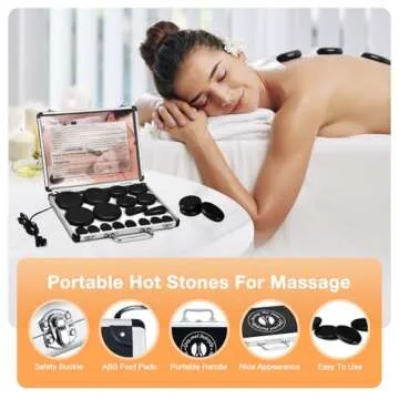 SLIMSTY Hot Stones Massage Set, 18 Pcs Basalt Hot Stones with Heater Kit, Massage Stones for Professional or Home spa, Relaxing, Healing, Pain Relief