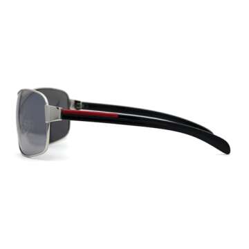 Mens Italian Designer Fashion Wrap Shield Sport Pilot Sunglasses Black - Silver Mirror