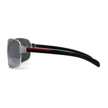 Mens Italian Designer Fashion Wrap Shield Sport Pilot Sunglasses Black - Silver Mirror