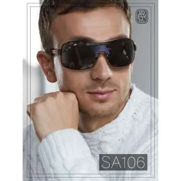 Mens Italian Designer Fashion Wrap Shield Sport Pilot Sunglasses Black - Silver Mirror