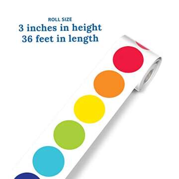 Schoolgirl Style Twinkle Twinkle You're A Star! Rainbow Dot Bulletin Board Borders, 36 Feet of Straight Rainbow Dot Classroom Borders for Bulletin Board, White Board, Cork Board, and Classroom Decor