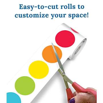 Schoolgirl Style Twinkle Twinkle You're A Star! Rainbow Dot Bulletin Board Borders, 36 Feet of Straight Rainbow Dot Classroom Borders for Bulletin Board, White Board, Cork Board, and Classroom Decor