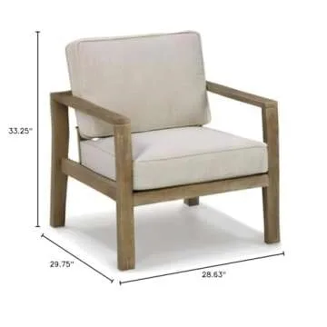 Signature Design by Ashley Outdoor Fynnegan Patio Eucalyptus Lounge Chair, 2 Count, Light Brown