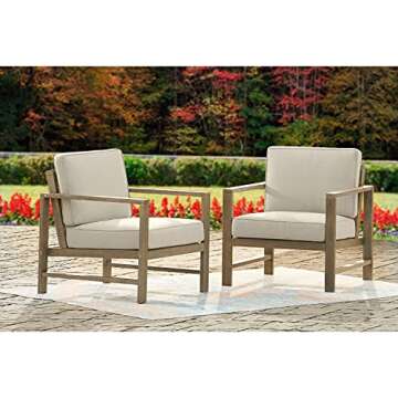 Signature Design by Ashley Outdoor Fynnegan Patio Eucalyptus Lounge Chair, 2 Count, Light Brown