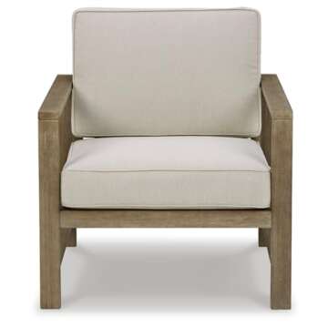 Signature Design by Ashley Outdoor Fynnegan Patio Eucalyptus Lounge Chair, 2 Count, Light Brown