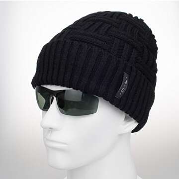spikerking Mens Winter Knitting Wool Warm Hat Daily Slouchy Beanie Skull Cap,Black