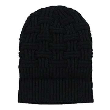 spikerking Mens Winter Knitting Wool Warm Hat Daily Slouchy Beanie Skull Cap,Black