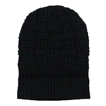 spikerking Mens Winter Knitting Wool Warm Hat Daily Slouchy Beanie Skull Cap,Black