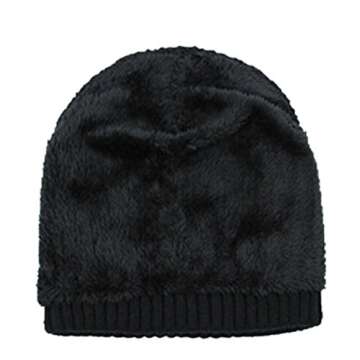 spikerking Mens Winter Knitting Wool Warm Hat Daily Slouchy Beanie Skull Cap,Black