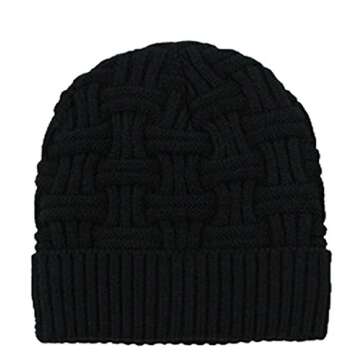 spikerking Mens Winter Knitting Wool Warm Hat Daily Slouchy Beanie Skull Cap,Black