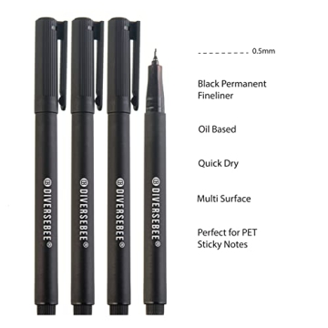 DIVERSEBEE Fine Tip Permanent Pens 4-Pack Quick Dry Markers