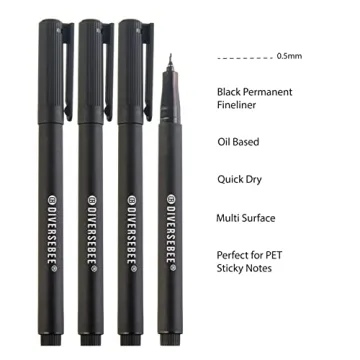 DIVERSEBEE Fine Tip Permanent Pens 4-Pack Quick Dry Markers