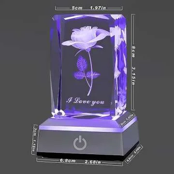 Hochance 3D Rose Crystal Nightlight - Perfect Gift Ideas