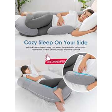 QUEEN ROSE Pregnancy Pillows, Cooling Body Pillow for Pregnancy Sleeping, F Shaped Maternity Pillow ...