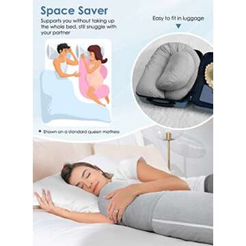 QUEEN ROSE Pregnancy Pillow for Side Sleepers and Comfort