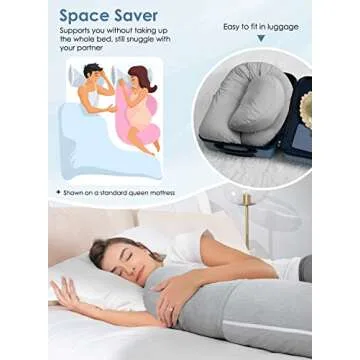 QUEEN ROSE Pregnancy Pillow for Side Sleepers and Comfort