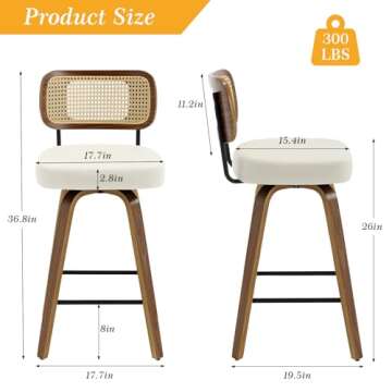 Bekrvio Set of 3 Swivel Counter Height Stools