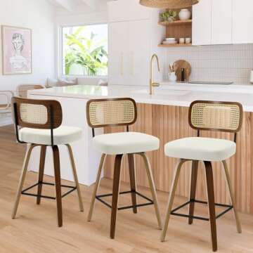 Bekrvio Set of 3 Swivel Counter Height Stools