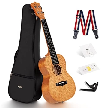 Enya Concert Ukulele 23 Inch Solid Mahogany Top with Gig Bag & Accessories