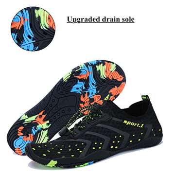 WXDZ Athletic Aqua Sock Water Shoes for Water Sport Beach Pool Boat Surfing Diving 1-black, 12 US Women/11 US Men, 44 EU