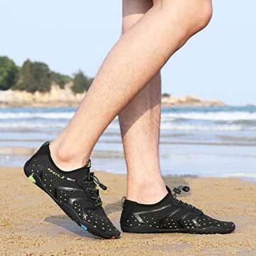 WXDZ Athletic Aqua Sock Water Shoes for Water Sport Beach Pool Boat Surfing Diving 1-black, 12 US Women/11 US Men, 44 EU