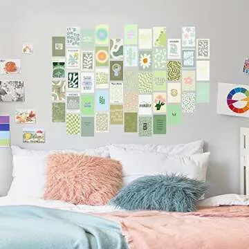 Sage Green Room Decor Aesthetic, Danish Pastel Wall Collage Kit Aesthetic Pictures, Sage Green Decor for Bedroom, Preppy Room Decor for Teen Girls Bedroom, Danish Pastel Posters for Women Bedrooms