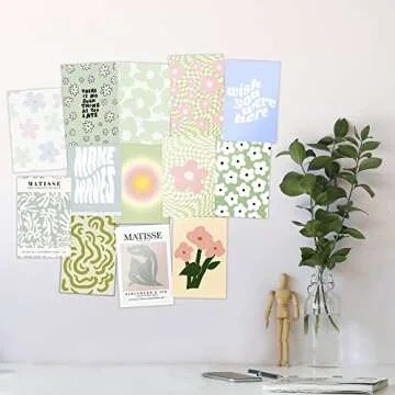 Sage Green Room Decor Aesthetic, Danish Pastel Wall Collage Kit Aesthetic Pictures, Sage Green Decor for Bedroom, Preppy Room Decor for Teen Girls Bedroom, Danish Pastel Posters for Women Bedrooms