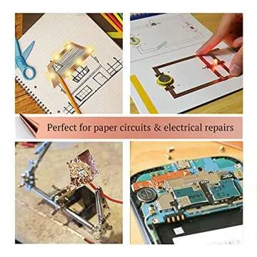 CHANZON Copper Foil Tape 6mm 1/4 inch x 66ft Double Sided Conductive Adhesive for Stained Glass,Soldering,Electric,Crafts,Repair,Paper Circuits,Grounding,Guitars