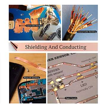 CHANZON Copper Foil Tape 6mm 1/4 inch x 66ft Double Sided Conductive Adhesive for Stained Glass,Soldering,Electric,Crafts,Repair,Paper Circuits,Grounding,Guitars