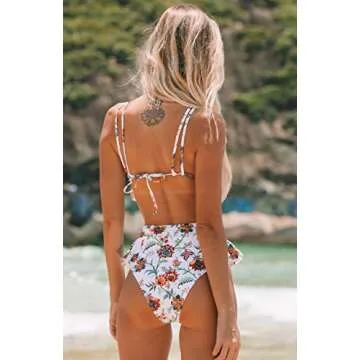 Stylish SPORLIKE Ruffle High Waisted Swimsuit for Women