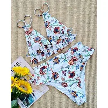 Stylish SPORLIKE Ruffle High Waisted Swimsuit for Women