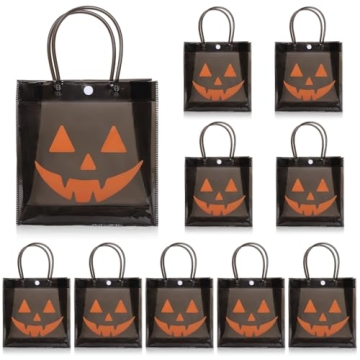 Whaline 12Pcs Clear Halloween Gift Bags with Handles