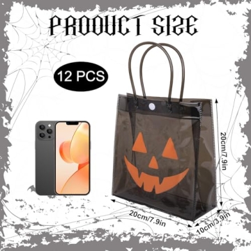 Whaline 12Pcs Clear Halloween Gift Bags with Handles