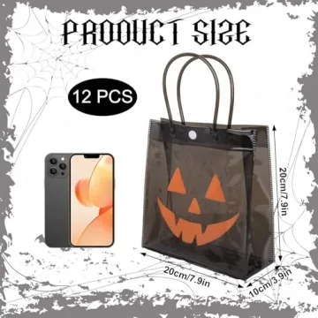Whaline 12Pcs Clear Halloween Gift Bags with Handles