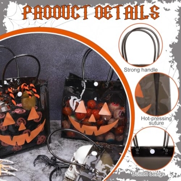 Whaline 12Pcs Clear Halloween Gift Bags with Handles