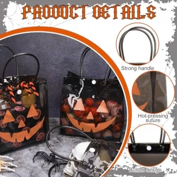 Whaline 12Pcs Clear Halloween Gift Bags with Handles
